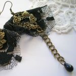 Black lace - kolczyki vintage - Wiszące, delikatne, ozdobne
