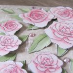 Róże akwarelowe - kartka okolicznościowa - kartka z różami akwarelowymi i listkami