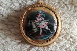 Bombka - medalion z dziewczynką i konikiem