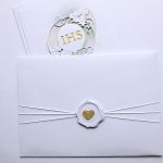 Zaproszenie komunijne delikatne handmade - Zaproszenie na Komunię w ozdobionej kopercie