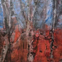 Red woods , akryl, płótno 100x70x2cm 