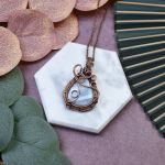 Miedziany wisiorek wire wrapping z opalem owyhee #515 - 