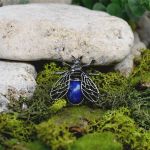 Stalowy wisior z lapisem lazuli / owad cykada - 