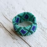 Pierścionek koralikowy turkusowo-niebieski - pierścionek będzie wspaniałym prezentem