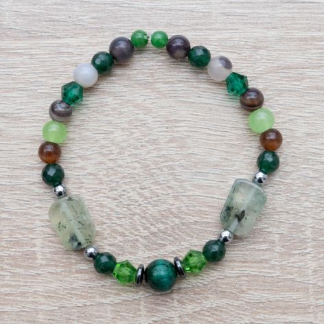 Agat,kamień słoneczny,prehnit bransoletka 
