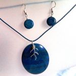 Lapis lazuli z pirytem, wisior i kolczyki - 