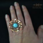 Pierścień Kwiatowy z howlitem - turkus pierścień