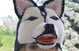 Czapka uszatka syberyjski husky 5 uśmiechnięty