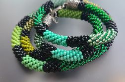 Naszyjnik Zielony Wąż Sznur Koralikowy