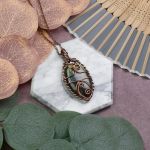 Miedziany wisiorek wire wrapping z labradorytem #537 - 