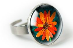 Orange flower pierścionek z ilustracją