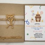 Zaproszenie ręcznie robione dla dziecka urodziny eko sówka - b