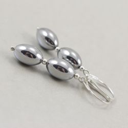 Hematyt i srebro - kolczyki