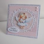 Kartka na Chrzest Święty dla dziewczynki aniołek - Kartka na Chrzest Święty dla dziewczynki aniołek