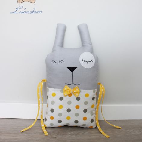 Poduszka dekoracyjna króliczek żółto-szary