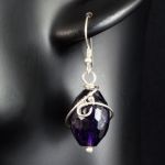 Srebrne kolczyki z ametystem wire wrapped - Sterling Silver earrings with Amethyst gift for her gift for mom, perfect present unique artisan handcrafted jewellery for women