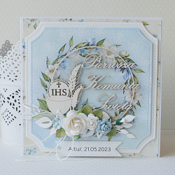 Pamiątka I Komunii Świętej "Blue & Cream" v.7