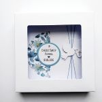 Oryginalna kartka z gołębicą Chrzest handmade - Pamiątka Chrztu w ozdobnym pudełku