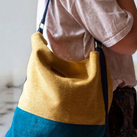 Miodowo-turkusowa boho bag
