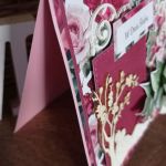 Kartka ślubna bordo z papierowymi kwiatami - Kartka -  lewy bok