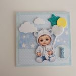 Kartka na urodziny roczek chłopiec z balonami - Kartka na urodziny roczek chłopiec z balonami