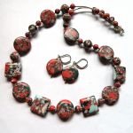 Howlit kwiatowy, piękny naszyjnik i kolczyki w srebrze, zestaw biżuterii - 