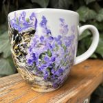 Porcelanowy kubek ręcznie malowany- Kot w kocimiętce  - 