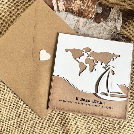 180,Kartka na ślub w szczęśliwą podróż z łodzią