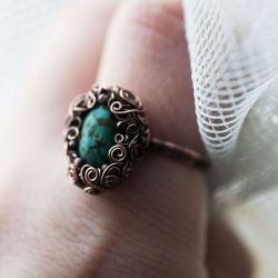 Lethe - pierścień z turkusem