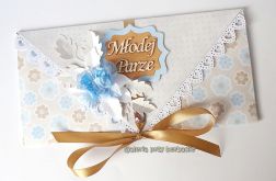 Kopertówka, kartka na ślub niebieska 040916