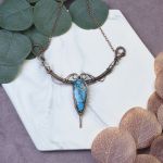 Miedziany naszyjnik wire wrapping z turkusem #498 - 