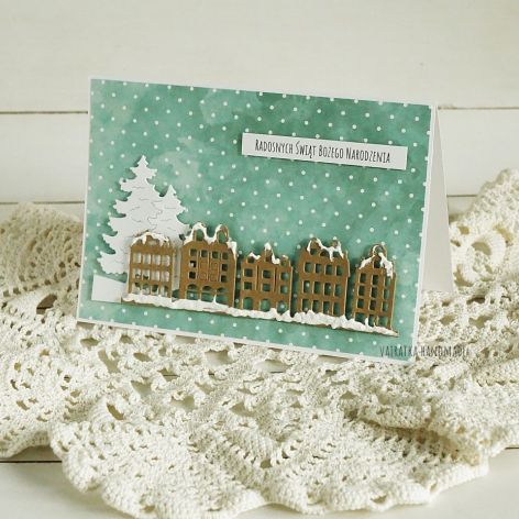 Kartka świąteczna z ośnieżonymi domkami, 337