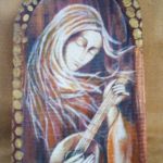 Anioł z mandoliną - obraz na desce - widok
