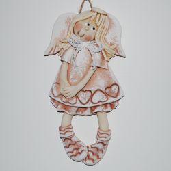 Nieśmiało się uśmiecham - aniołek z masy solnej, prezent, dekoracja