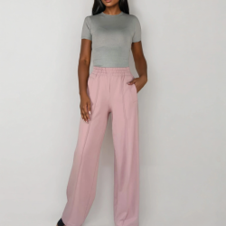 Spodnie damskie z dzianiny dresowej z kieszeniami