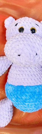 Szydełkowy Hipcio Amigurumi Fioletowy |Maskotka Handmade Zabawka Prezent