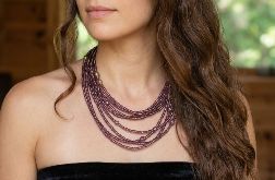 Naszyjnik Długie Fioletowe Korale Sznury Koraliki