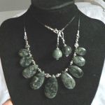 Zielony Jaspis Kambaba, unikatowa biżuteria, kolia, kolczyki - 