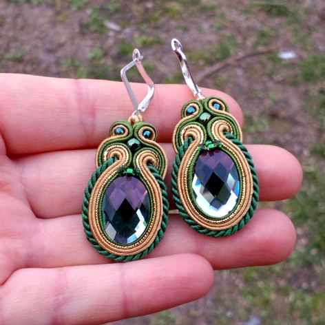 Kolczyki Zieleń i Złoto