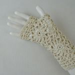 Rękawiczki, mitenki handmade beżowe - mitenki ręcznie robione