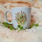 Czapla w sitowiu ręcznie malowany kubek 270 ml. - ręcznie malowany