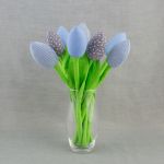 Tulipany, kwiaty z materiału niebieskie - Bukiet tulipanów