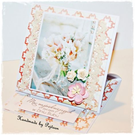 Bukiet Ś;ubny Esel - kartka 100%HANDMADE