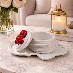 Świecznik gipsowy Jagodowy Deser – pastelowy świecznik dekoracyjny