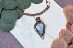 Miedziany naszyjnik wire wrapping z opalem owyhee #501