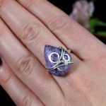 Srebrny pierścionek z purpurytem handmade - Sterling Silver ring with Purpurite, gift for her gift for mom, perfect present unique artisan handcrafted jewelry for women, size 6.5 US