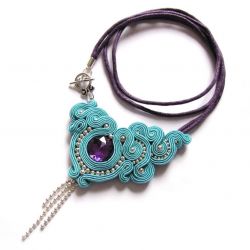 naszyjnik turkusowo fioletowy