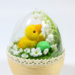 Jajko 3D kaczuszka z konwaliami i jajkami - stroik wielkanocny