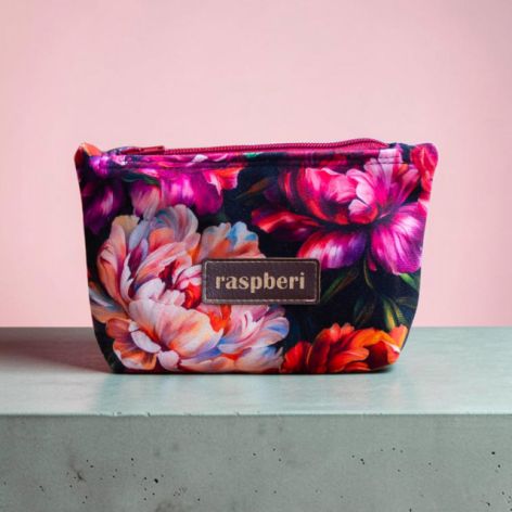 Etui na klucze z weluru w peonie kwiatowe etui handmade