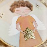obrazek anioł stróż, pamiątka dla dziewczynki - prezent od rodziców chrzestnych